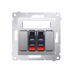 Simon 54 Premium Priză argintie pentru difuzor, 2 căi cu câmp de descriere (modulară) DGL32.01/43