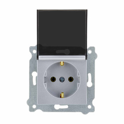 Priză electrică cu împământare Schuko 2P+E și capac priză Argintiu 239/10E EXEN