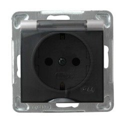 Silver Ospel Impresja Impresja GPH-1YS/m/18 priză cu împământare rezistentă la stropire cu capac transparent IP-44