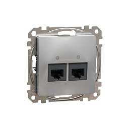 Priză de computer 2x RJ45 cat.6 UTP argintiu IP20 SDD113462 Sedna Design Schneider electric