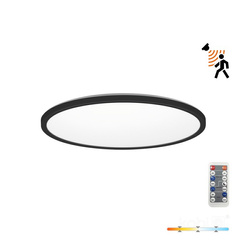 Plafon LED NIVERA CIRCLE 18W 3CCT 3000/4000/6000K LX cu senzor de mișcare și amurg IP54 negru rotund Kobi Premium