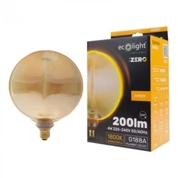 Bec decorativ cu LED E27 4W 1800K cald 200lm G188 Amber SERIA ZERO Eco Light