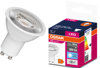 Bec LED VALUE PAR16 GU10 4,5W =50W 4000K 350lm 60st Osram
