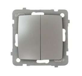 Comutator dublu cu două căi argintiu perlă Ospel Karo lP-10S/m/43
