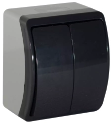 Întrerupător dublu (de tip candelabru) rezistent la stropire, gri-antracit, IP44 KOALA 152-09 ViPlast