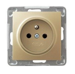 Priză unică cu împământare auriu metalizat Ospel Impresja GP-1YZ/m/28