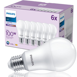 Philips, set de 6 becuri LED, 13W = 100W E27, culoare neutră 4000K, 1521lm 871951445135300