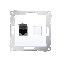 Simon 54 Premium Priză albă de computer simplă RJ45 cat. 6, ecranată, cu protecție D61E.01/11