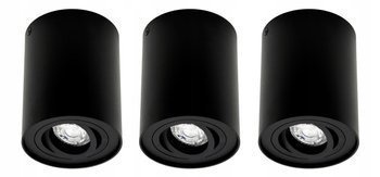 Zestaw 3x punktowa oprawa sufitowa natynkowa tuba okrągła czarna GU10