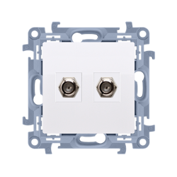 Priză TV dublă tip F (modul) albă Simon 10