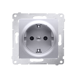 Priză Schuko cu protecție (modular) 16A, 250V~, terminale cu șurub argintiu mat Kontakt Simon DGSz1Z.01/43