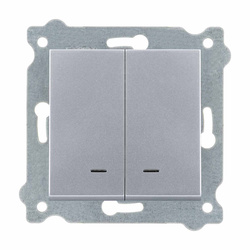 Intrerupător dublu cu iluminare Argintiu 203/10E EXEN