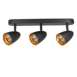 OVO 3 Black Gold plafonieră cu spot triplu, bandă, IP20, 3xGU10, negru, inel auriu EDO777241 Edo Solutions
