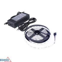 Set de bandă LED + sursă de alimentare 12V 24W DC 2835 300LED/5M IP65 alb neutru Bemko