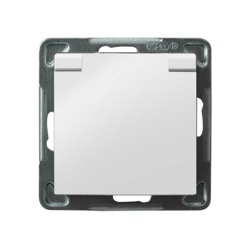 Priză rezistentă la stropire împământare IP-44 cu obturatoare de circuit de curent capac în culoarea produsului alb Ospel Impresja GPH-1YZP/m/00/w
