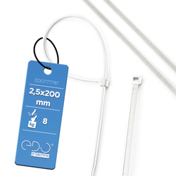 Colier de cablu 2,5x200 alb (100 buc.) EDO777787 EDO Technic