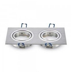 2 x Carcasă pentru spoturi LED GU10, Pătrat, Aluminiu 3608 V-TAC