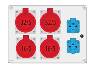 Cutie de distribuție R-BOX 300 2x32A/5P, 2x16A/5P, 2x250V B.18.354 Pawbol