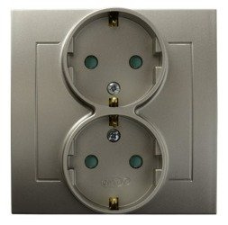 Priză dublă cu împământare schukocu obturatoare de circuit de curent satin light Ospel Kier GP-2WSP/45