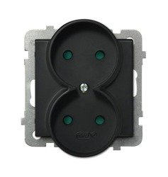 Priză dublă  negru metalic Ospel Sonata GP-2RR/m/33