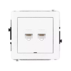 Mecanism pentru priză dublă de computer 2xRJ45, cat. 5e, 8 pini, fără câmp descriptiv, alb mat DECO 25DGKBO-2 Karlik