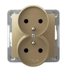 Priză dublă cu împământare auriu metalizat Ospel Impresja GP-2YRZ/m/28