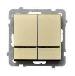 Comutator sfeșnic două părți cu iluminare albastră șampanie aurie Ospel Sonata lP-2RS/m/39