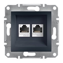 2 x priză de calculator UTP cat.6 fără cadru, antracit Schneider Asfora