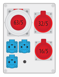 Tablou de distribuție R-BOX 300 1x63A/5P, 1x32A/5P, 1x16A/5P, 3x250V B.18.3168 Pawbol