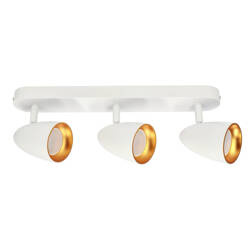 Plafonieră cu spot triplu OVO 3 White Gold, bandă, IP20, 3xGU10, alb, inel auriu EDO777240 Edo Solutions