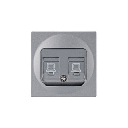 Capac priză dublă RJ45 argintiu, seria ViP ViPlast