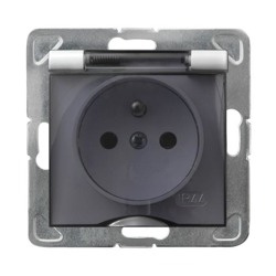 Priză rezistentă la stropire împământare IP-44 capac în culoarea produsului alb Ospel Impresja GPH-1YZ/m/00/w