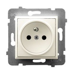 Priză unică cu împământare Ecru Ospel Aria GP-1UZ/m/27
