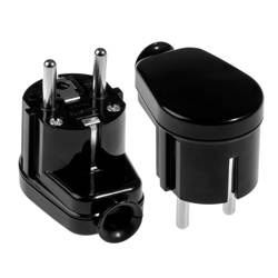 Ștecher dezizolat, unghiular Uni-SCHUKO, 2p+Z; 16A, 250V; WT-16U NEGRU NEGRU