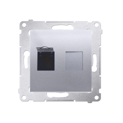 Simon 54 Premium Priză argintie de computer simplă RJ45 cat. 6 cu protecție D61.01/43