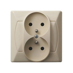 Priză dublă cu împământare bej Ospel Akcent GP-2AZ/01