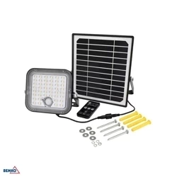 LED proiector solar 10W 4000K neutru 1500lm IP65 cu senzor de mișcare Bemko