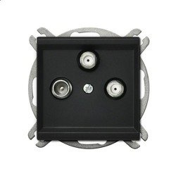 Priză RTV-SAT cu două ieșiri SAT negru metalic Ospel Sonata GPA-R2S/m/33