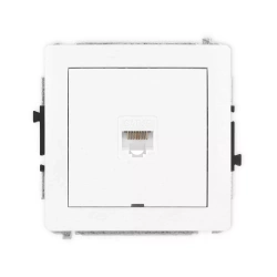 Mecanism pentru priză de computer simplă 1xRJ45, Cat. 5e, 8 pini, fără câmp descriptiv, alb mat DECO 25DGKBO-1 Karlik.