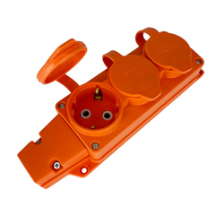 Priză triplă din cauciuc Schuko IP54 portocalie | 221.000.301 | HOROZ