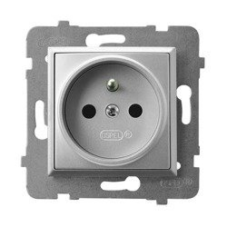 Priză unică cu împământare argintiu Ospel Aria GP-1UZ/m/18