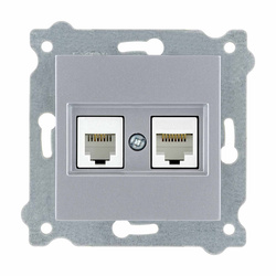 Priză rețea cat.6 + priză telefonică Argintiu 256/10E EXEN