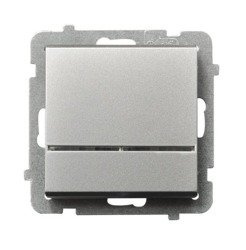 Întrerupător unipolar cu iluminare albastră argintiu mat Ospel Sonata lP-1RS/m/38