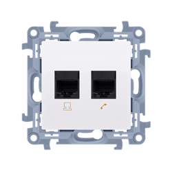 Priză telefonică dublă RJ11 (modul) albă Simon 10
