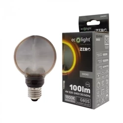 Bec decorativ LED E27 4W 1800K cald 100lm G80 Smoke SERIA ZERO Eco Light