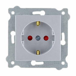 Priză electrică cu împământare Schuko 2P+E și cu protecție pe piste de curent Argintiu 238/10E EXEN