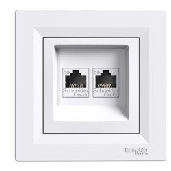 Asfora, 2X Priza De Date Rj45 Cat.5E Utp Alb EPH4400121 Schneider