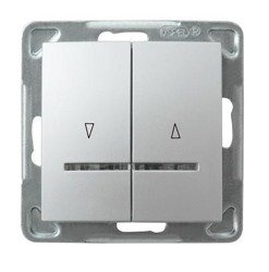 Comutator jaluzele cu iluminare albastră și blocare mecanică argintie Ospel Impresja lP-7YBS / m / 18