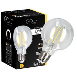 Bec decorativ DARI LED Filament 8W, E27, 3000K, 1055lm, 230V, CLEAR G80, EDO777633 EDO Solutions