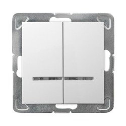 Întrerupător cu două căi cu iluminare portocalie alb Ospel Impresja lP-2YS/m/00